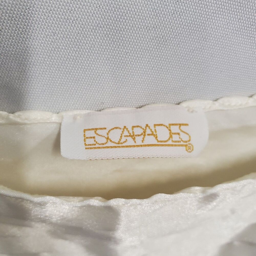 Vintage Ivory Satin Cami Pin Tuck Bust Scallop Hem Quiet Luxury/Minimalist L - Picture 6 of 9